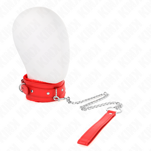 KINK - Collare con Guinzaglio 65 Cm con Restrizioni Rosso 36-42 Cm X 5,5 Cm