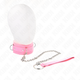 KINK - Collare con Guinzaglio 65 Cm con Restrizioni Rosa 36-42 Cm X 5,5 Cm