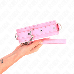 KINK - Collare con Guinzaglio 65 Cm con Restrizioni Rosa 36-42 Cm X 5,5 Cm