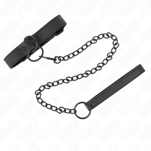 KINK - Collare con Guinzaglio Scuro 65 Cm Regolabile 37-54 Cm X 3 Cm
