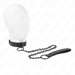 KINK - Collare con Guinzaglio Scuro 65 Cm Regolabile 37-54 Cm X 3 Cm