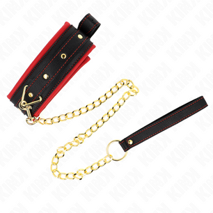 KINK - Collare con Guinzaglio in Tessuto Tinto Regolabile 33-48 Cm X 5,7 Cm