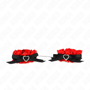 KINK - Polso Elastico in Pizzo Dettagli Cuore Rosso Regolabile 22-35 Cm