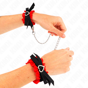 KINK - Polso Elastico in Pizzo Dettagli Cuore Rosso Regolabile 22-35 Cm