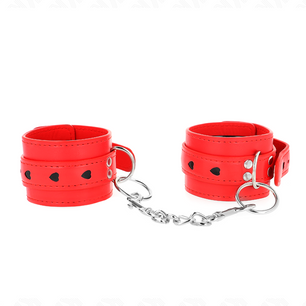 KINK - Polso Rosso con Intarsio a Cuore Nero Regolabile 21-28 Cm X 5,5 Cm