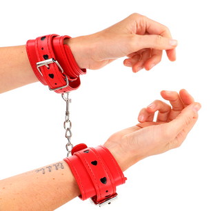 KINK - Polso Rosso con Intarsio a Cuore Nero Regolabile 21-28 Cm X 5,5 Cm
