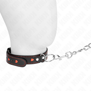 KINK - Collana con Cinturino 65 Cm Dettagli Cuore 52,5 X 2,5 Cm