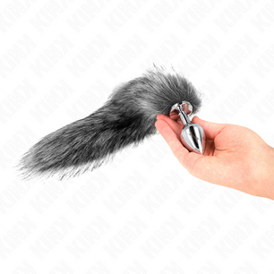 KINK - Plug Anale Misura M 8 X 3,5 Cm con Coda Sintetica 40 Cm Grigio