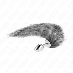 KINK - Plug Anale Taglia S 7 X 3 Cm con Coda Sintetica 40 Cm Grigio