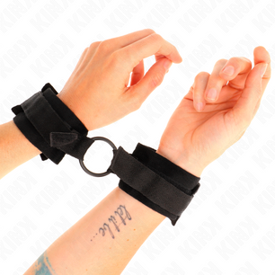 KINK - Polsini in Pelliccia per Principianti 25 Cm con O-ring 4 Cm Nero Regolabile 15-25 Cm