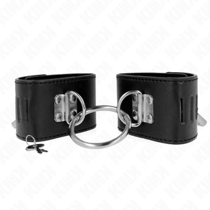 KINK - Polso Fisso con Chiusura Ad Anello e Lucchetto Nero Regolabile 16-23 Cm X 5,5 Cm