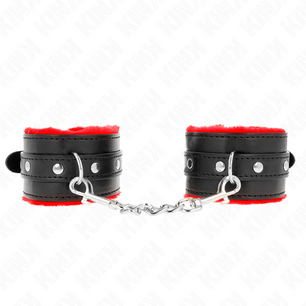 KINK - Resistenza da Polso Premium Foderata in Pelliccia Rosso con Cintura Nera Regolabile 17-29 Cm X 6 Cm