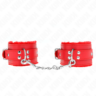 KINK - Resistenza da Polso Imbottita in Pelliccia Rosso con Cintura Rossa Regolabile 17-29 Cm X 6 Cm