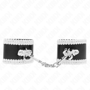 KINK - Polso Nero con Pizzo Decorato Bianco Regolabile 20-23 Cm X 5,5 Cm