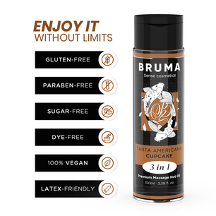 BRUMA - Olio da Massaggio Premium Effetto Calore Sapore Cupacke 3 in 1 - 100 Ml
