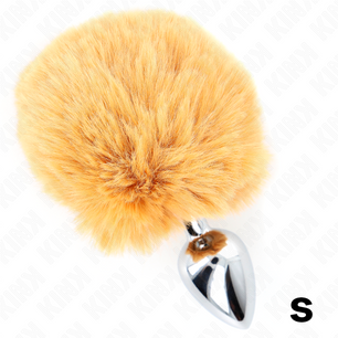 KINK - Spina in Acciaio Inossidabile 7 X 3 Cm con Coda di Coniglio in Ecopelliccia Beige 8 Cm