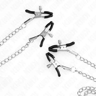 KINK - 4 Morsetti per Capezzoli e Clit Regolabili Argento
