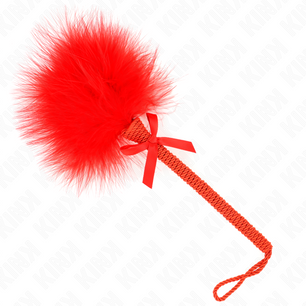 KINK - Bacchetta in Corda di Nylon con Piume Tickle e Fiocco Rosso 25 Cm