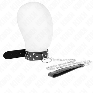 KINK - Collana con Cinturino Ad Anello Rivetto con Cintura 65 Cm Nero Regolabile 36-50 Cm X 3,8 Cm