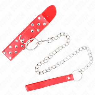 KINK - Collana con Cinturino Ad Anello Rivetto con Cintura 65 Cm Rosso Regolabile 36-50 Cm X 3,8 Cm