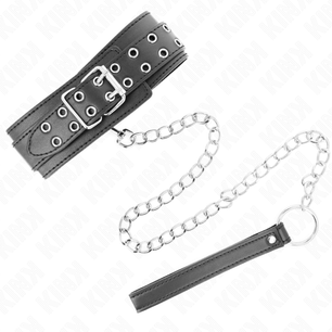KINK - Collana con Cinturino 65 Cm Fibbie Argento Regolabile 33-46 Cm X 5,5 Cm