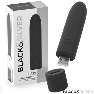 BLACK & SILVER - Geri Usb Ricaricabile Vibrante Bullet 8 Vibrazioni Nero 10 X 2,2 Cm