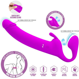 PRETTY LOVE - Zanini Strapless Strap-on 10 Vibrazioni Viola