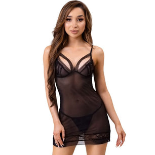 LIVCO CORSETTI FASHION - Tiana Lc 20208 Chemise + Perizoma Nero S/m