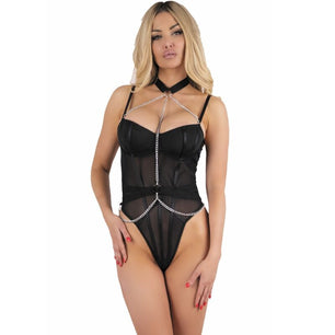 LIVCO CORSETTI FASHION - Melisenda Cf 1709 Accappatoio + Camicia + Perizoma Nero S