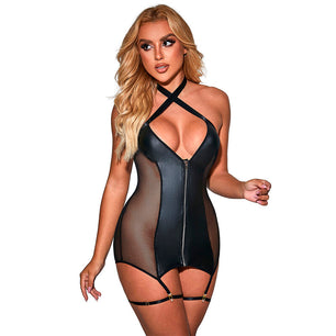 SUBBLIME - 954444 Abito Sexy in Rete Pelle Nero S/m