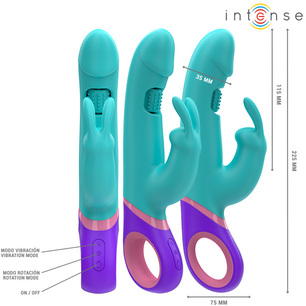INTENSE - Monica Vibratore Rabbit con Stimolatore G-spot Rotante Blu