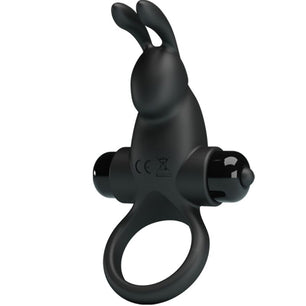 PRETTY LOVE - Anello Vibrante + Stimolatore Clitorideo Coniglio 10 Vibrazioni Nero