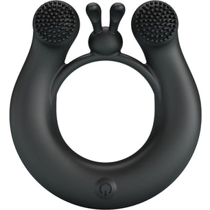PRETTY LOVE - Anello Vibrante Dahlia + Stimolatore Clitorideo 12 Vibrazioni Nero