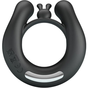 PRETTY LOVE - Anello Vibrante Dahlia + Stimolatore Clitorideo 12 Vibrazioni Nero