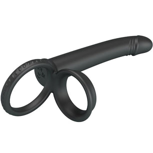 PRETTY LOVE - Dillion Doppia Penetrazione Doppio Anello per il Pene Nero