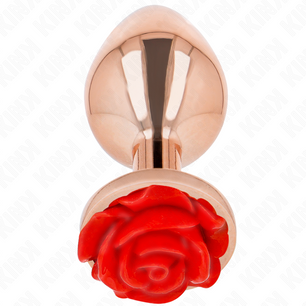 KINK - Plug Anale in Oro Rosa con Rosa Rossa L