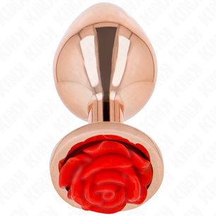 KINK - Plug Anale in Oro Rosa con Rosa Rossa S