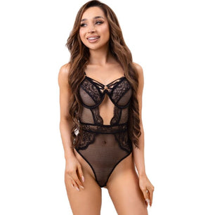 LIVCO CORSETTI FASHION - Paula Lc 20209 Body con Decori in Pizzo Nero L/xl
