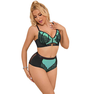 SUBBLIME - 955564 Reggiseno in Vernice Verde con Cerniera in Rete L/xl