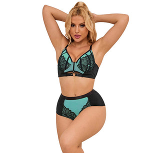 SUBBLIME - 955564 Reggiseno in Vernice Verde con Cerniera in Rete L/xl