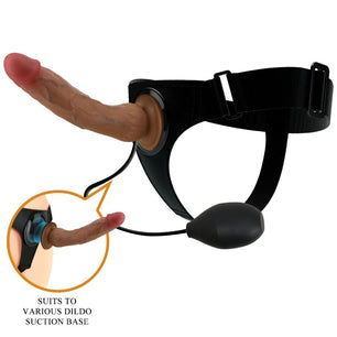 PRETTY LOVE - Kyton Universal Harness Slip con Dildo Squirting 19 Cm Mulato