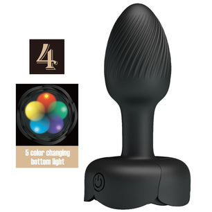 PRETTY LOVE - Plug Anale Olman con Luce Led Nero 8,8 Cm