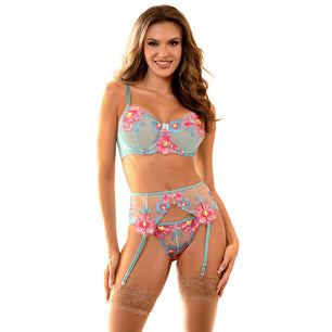 SUBBLIME - 957650 Set Reggiseno e Cintura Ricamo Fiori Rosa