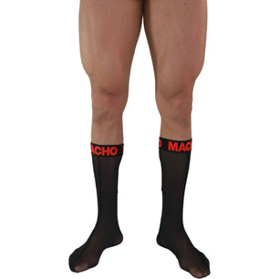 MACHO - Calzini Sottili Taglia Unica Nero/rosso