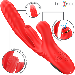 INTENSE - Karol Vibratore Multifunzione Spinta e Stimolazione e Onde Stimolanti Rosso