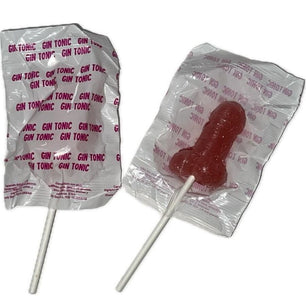 DIABLO GOLOSO - 1 Lecca-lecca a Forma di Pene Gin Tonic Gusto Fragola 10% Alcool