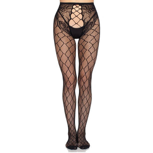 LEG AVENUE - Collant a Rete 1966 con Slip Senza Cavallo Nero - Taglia Unica