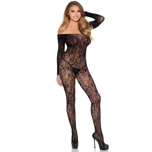LEG AVENUE - 89366 Bodystocking in Pizzo Nero - Taglia Unica