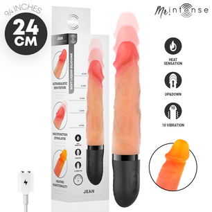 MR INTENSE - Vibratore Jeans su e Giù in Silicone con Effetto Calore 24 Cm -ø- 3,8 Cm