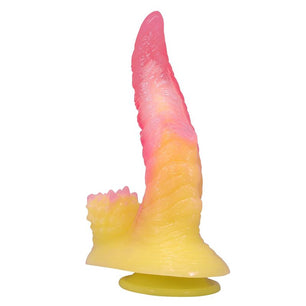 POWER MONSTERS - Dildo Fantasy Mostro Ondulato con Ventosa 22,5 Cm Ø 5,5 Cm Rosa e Giallo